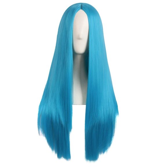 Other - Women Special Long Straight Synthetic Wig Cyan Blue